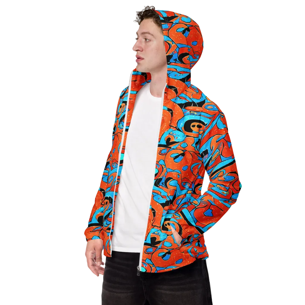 Tangerine Flux on Men's Windbreaker — Left Front