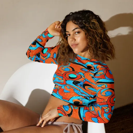 Tangerine Flux on a Long Sleeve Crop Top