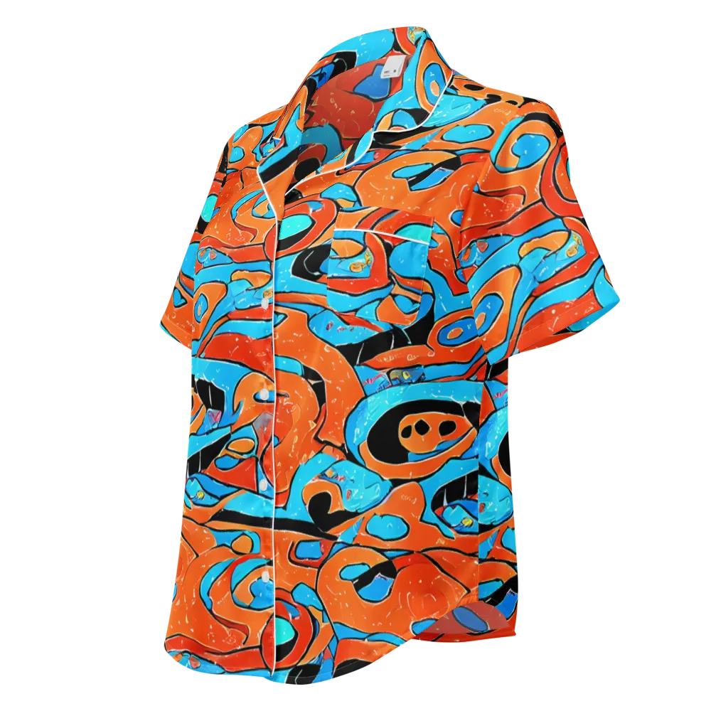 Tangerine Flux on Women's Short Sleeve Pajama Top — Left Front