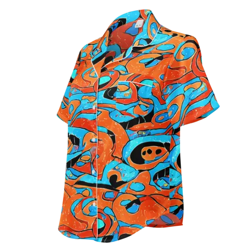 Tangerine Flux on a Women's Short Sleeve Pajama Top
