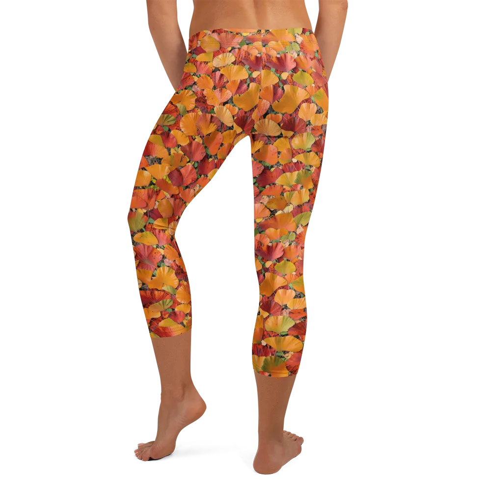 Autumn Fan Dance on Capri Leggings — Back