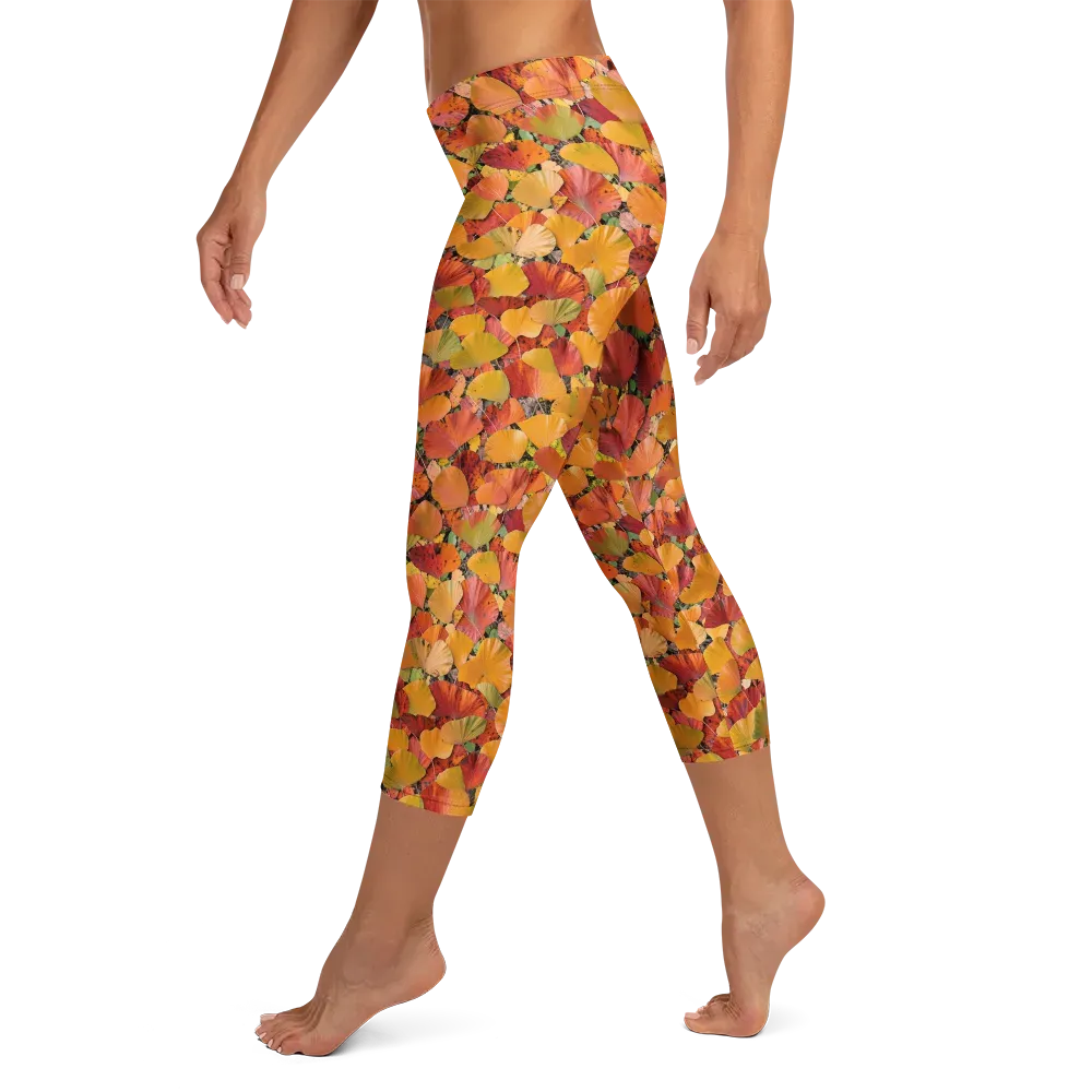 Autumn Fan Dance on Capri Leggings — Left