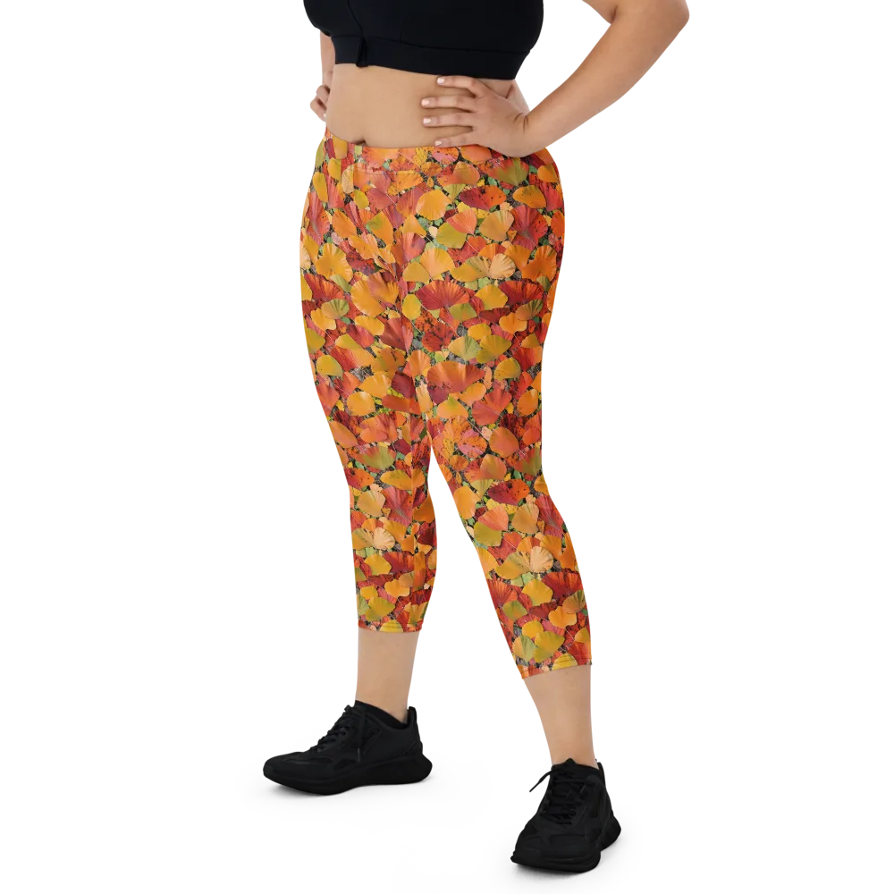 Autumn Fan Dance on Capri Leggings — Front