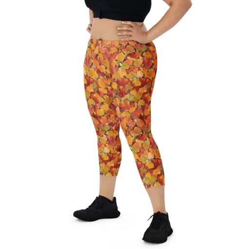 Autumn Fan Dance on a Capri Leggings