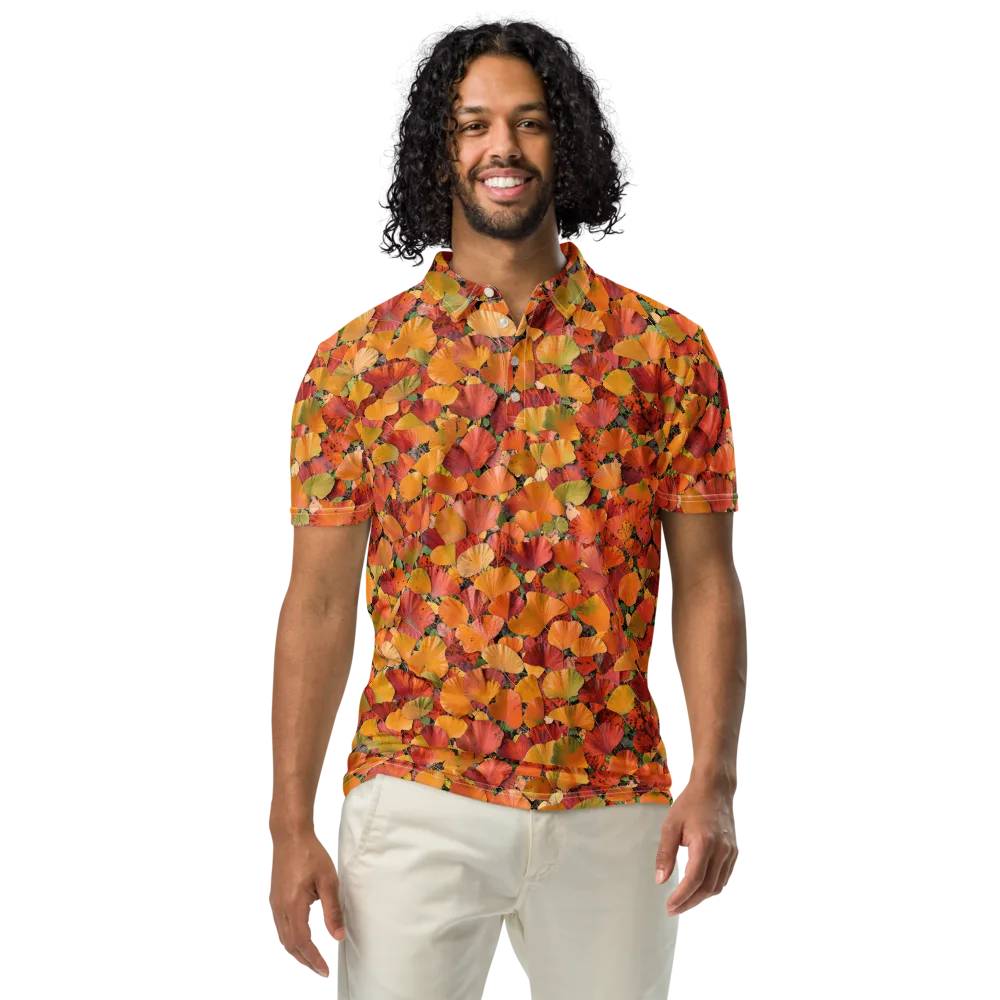 Autumn Fan Dance on Men's Slim Fit Polo Shirt — Front