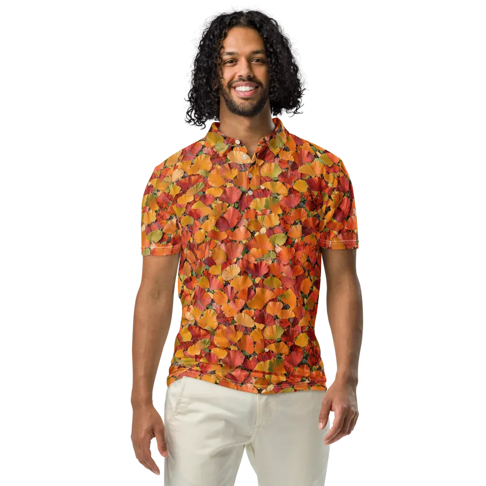 Autumn Fan Dance on Men's Slim Fit Polo Shirt — Front