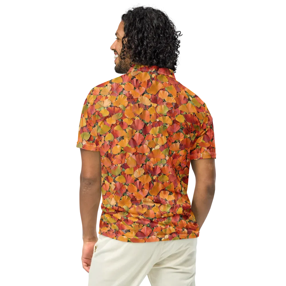 Autumn Fan Dance on Men's Slim Fit Polo Shirt — Back