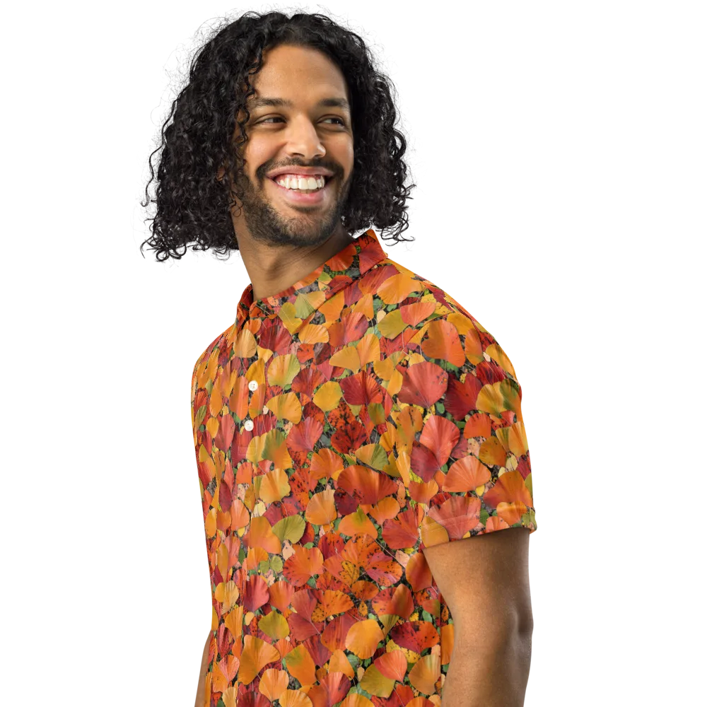 Autumn Fan Dance on Men's Slim Fit Polo Shirt — Left Front