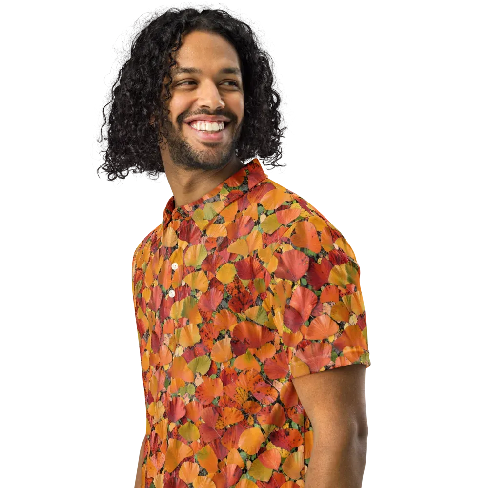 Autumn Fan Dance on Men's Slim Fit Polo Shirt — Left Front