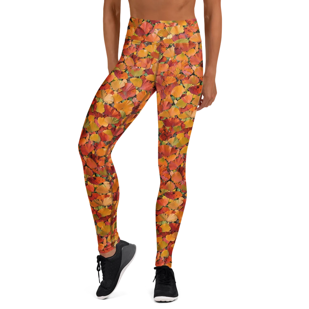Autumn Fan Dance on Yoga Leggings — Front