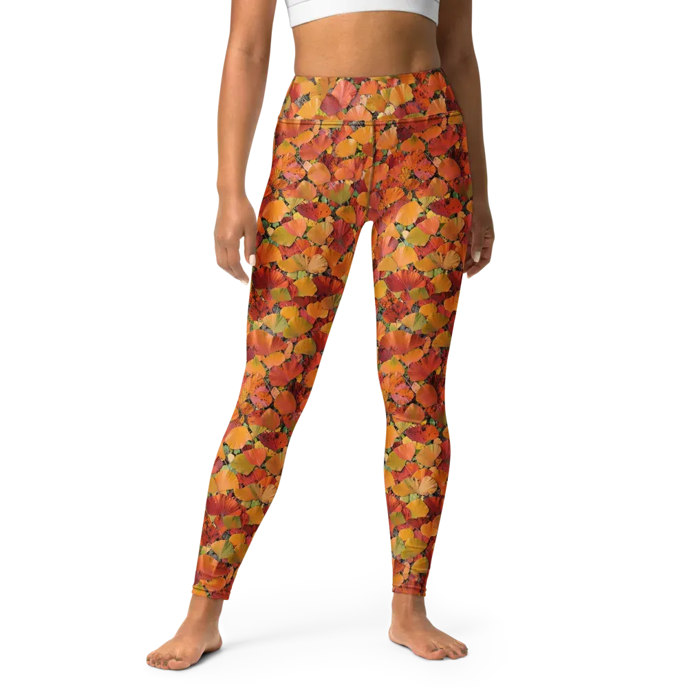 Autumn Fan Dance on Yoga Leggings — Front