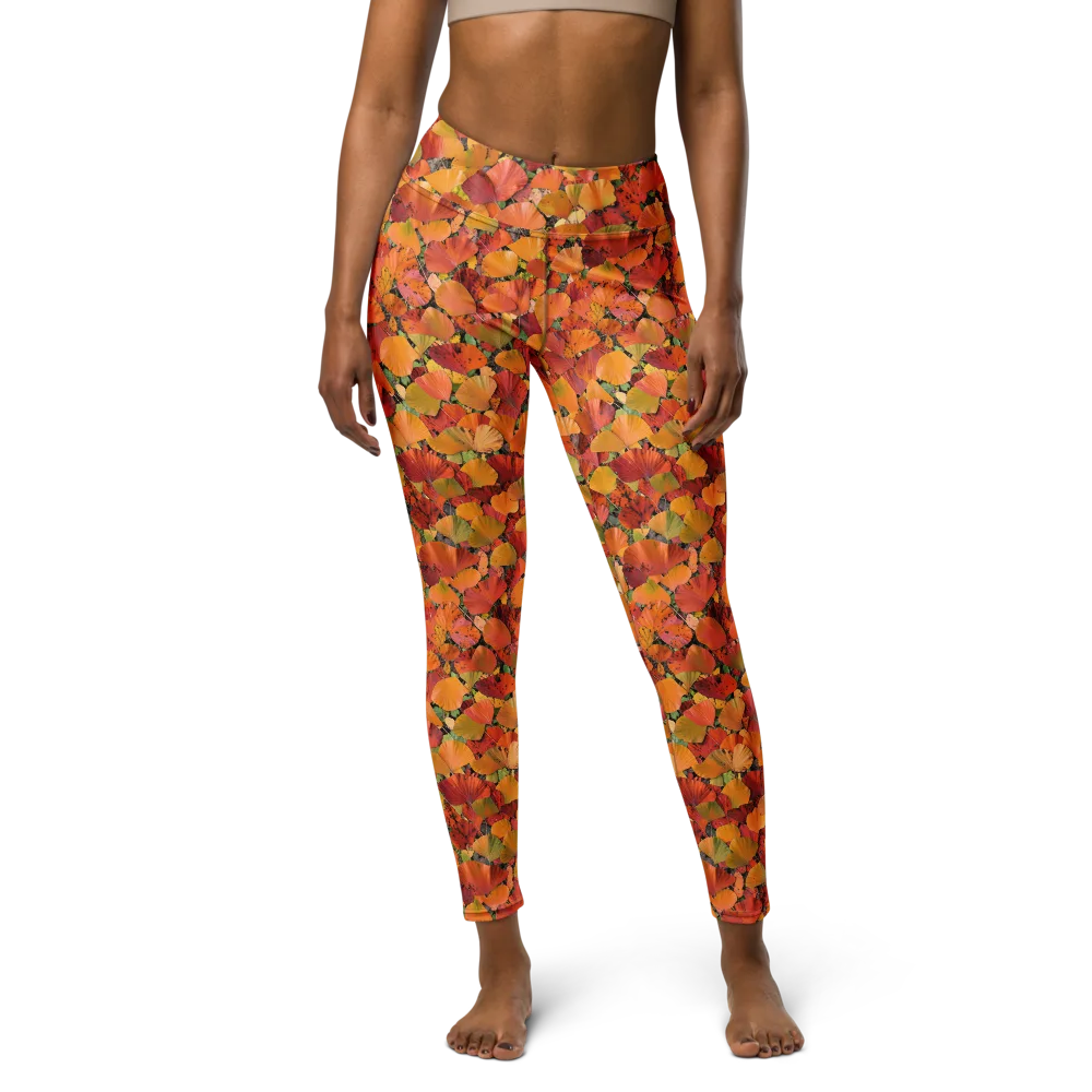 Autumn Fan Dance on Yoga Leggings — Front