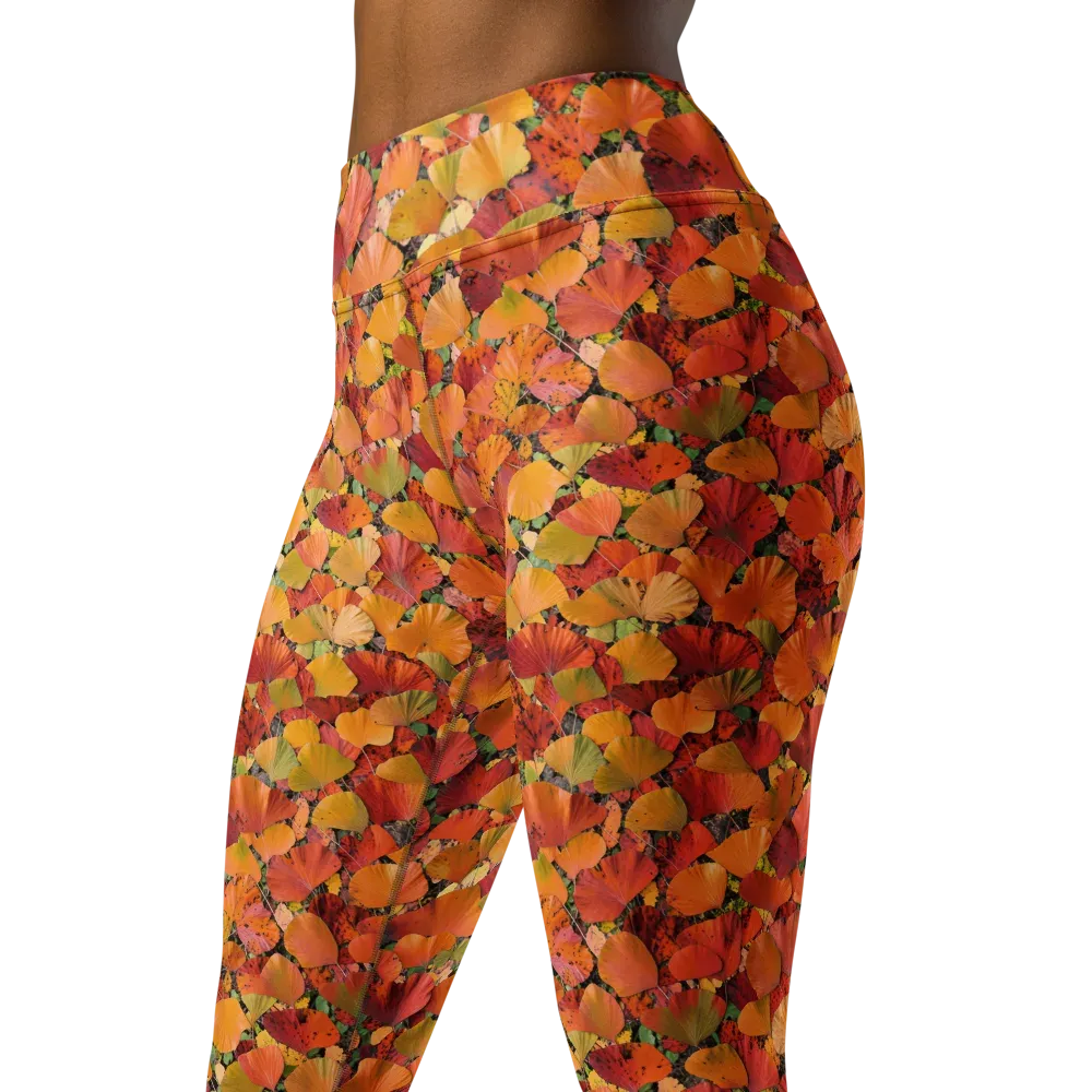 Autumn Fan Dance on Yoga Leggings — Left Front
