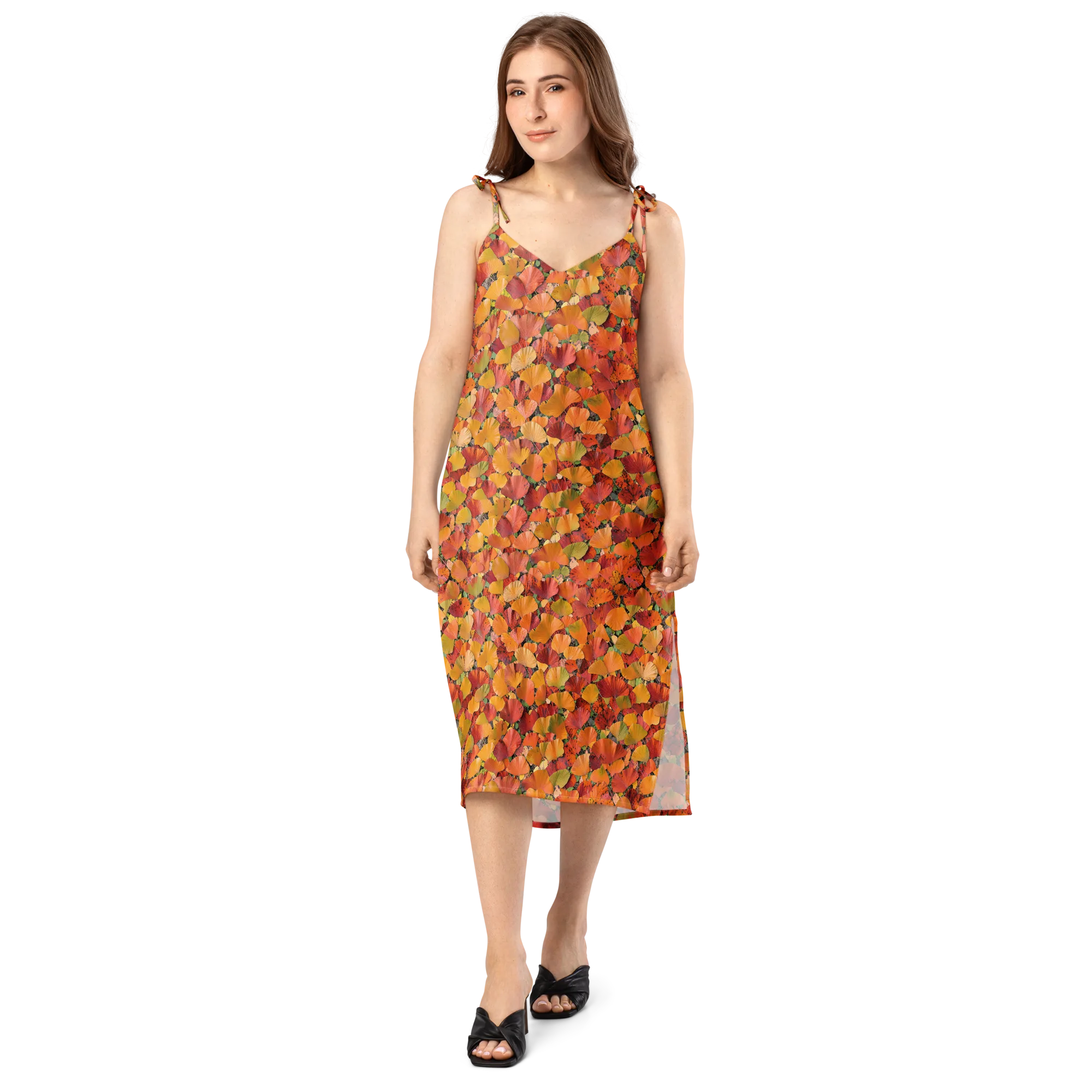 Autumn Fan Dance on Slip Dress — Front