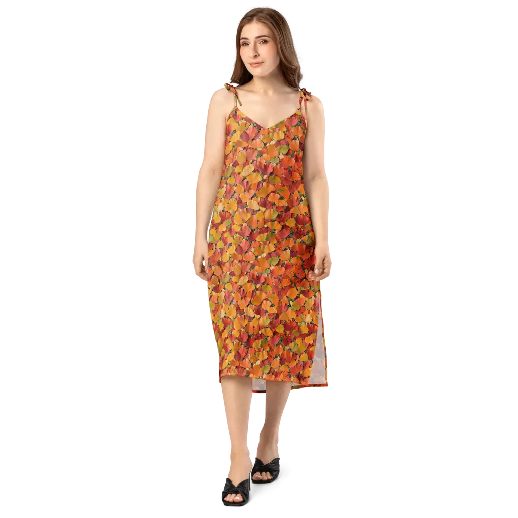 Autumn Fan Dance on Slip Dress — Front