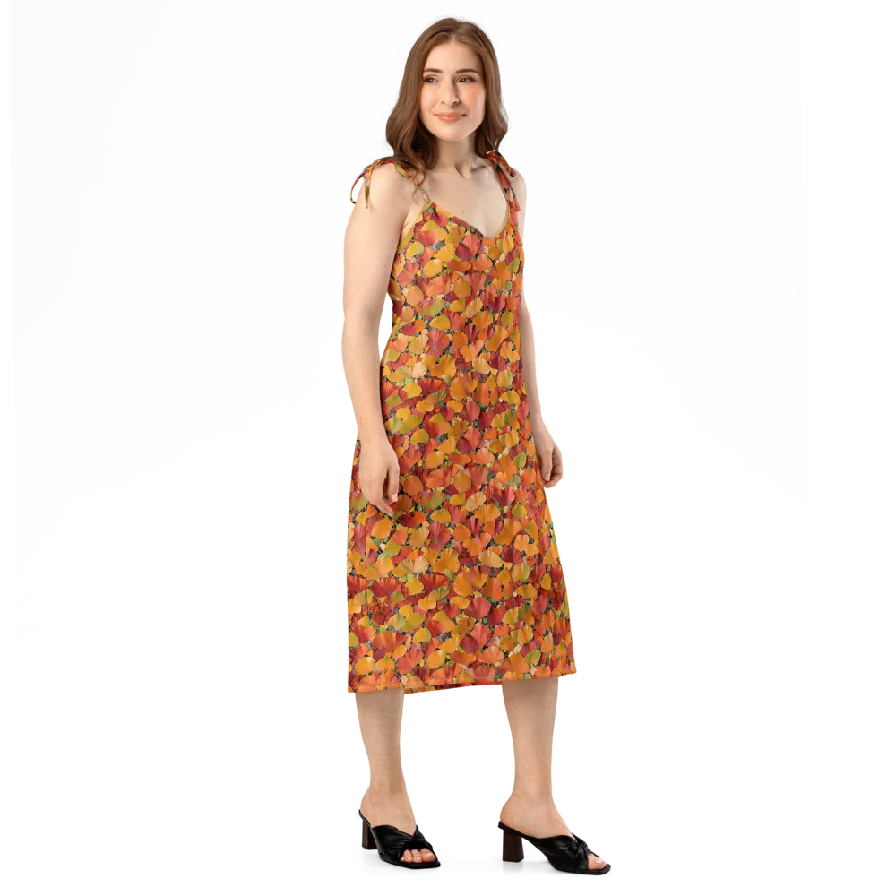 Autumn Fan Dance on Slip Dress — Right Front