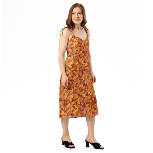 Autumn Fan Dance on a Slip Dress