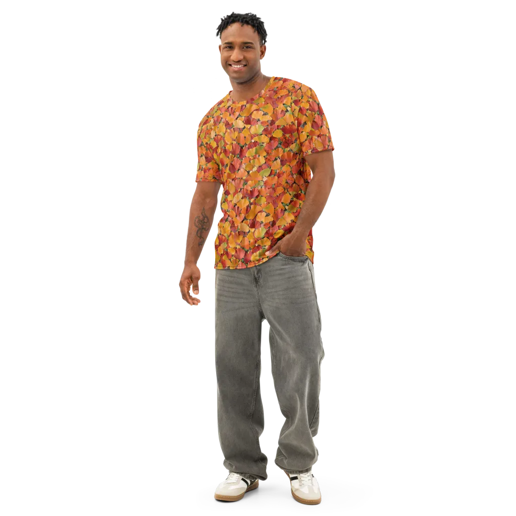 Autumn Fan Dance on Men's Cotton Crew Neck T-Shirt — Front