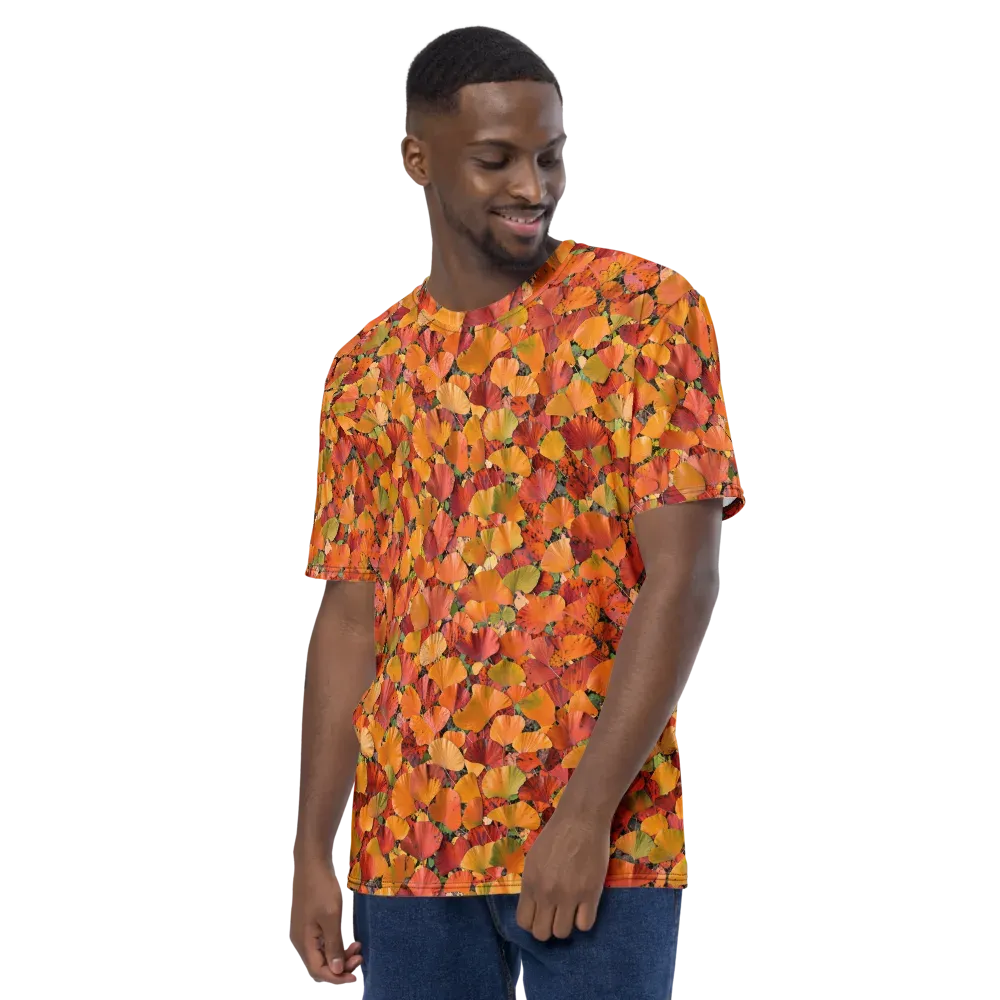 Autumn Fan Dance on Men's Crew Neck T-Shirt — Left