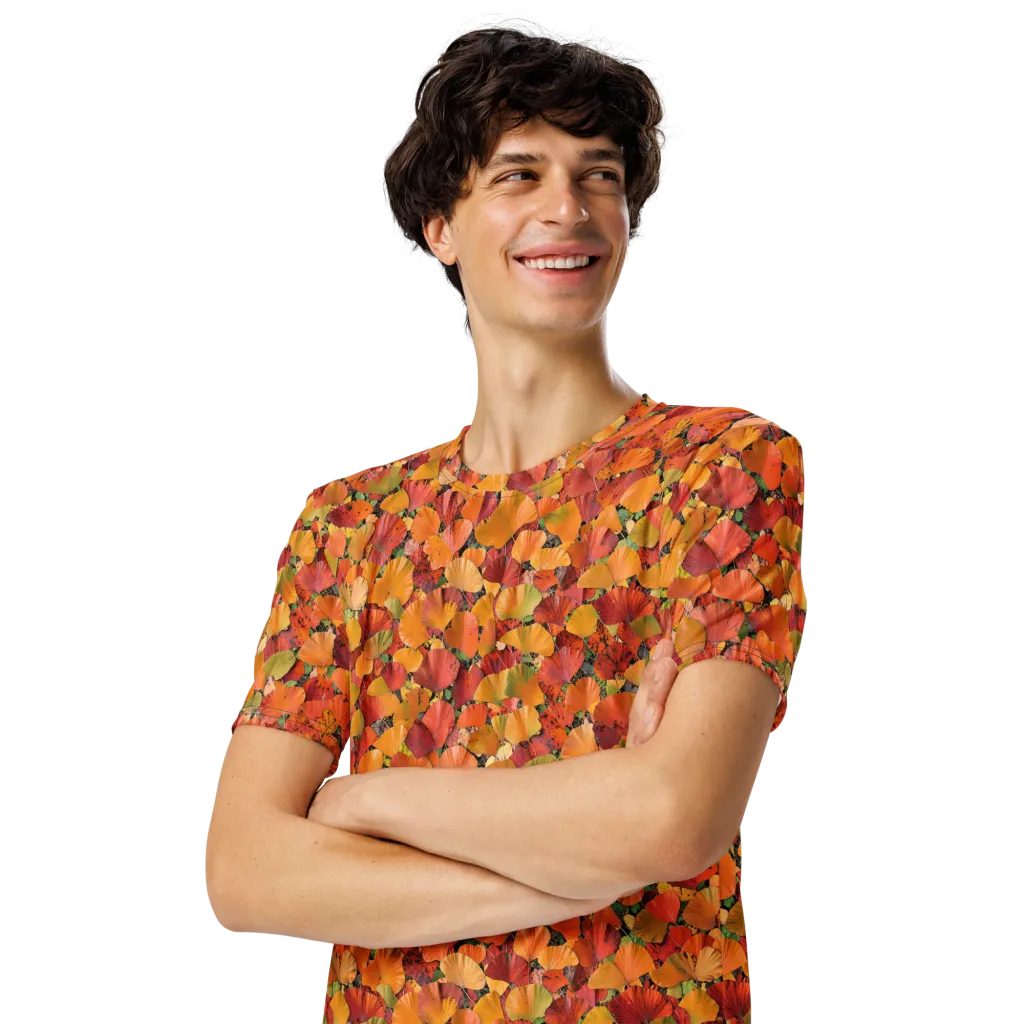 Autumn Fan Dance on Men's Crew Neck T-Shirt — Left Front