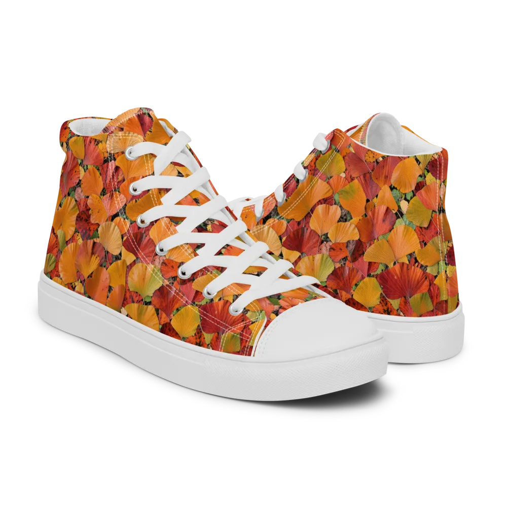 Autumn Fan Dance on Men's High Top Canvas Shoes — Right