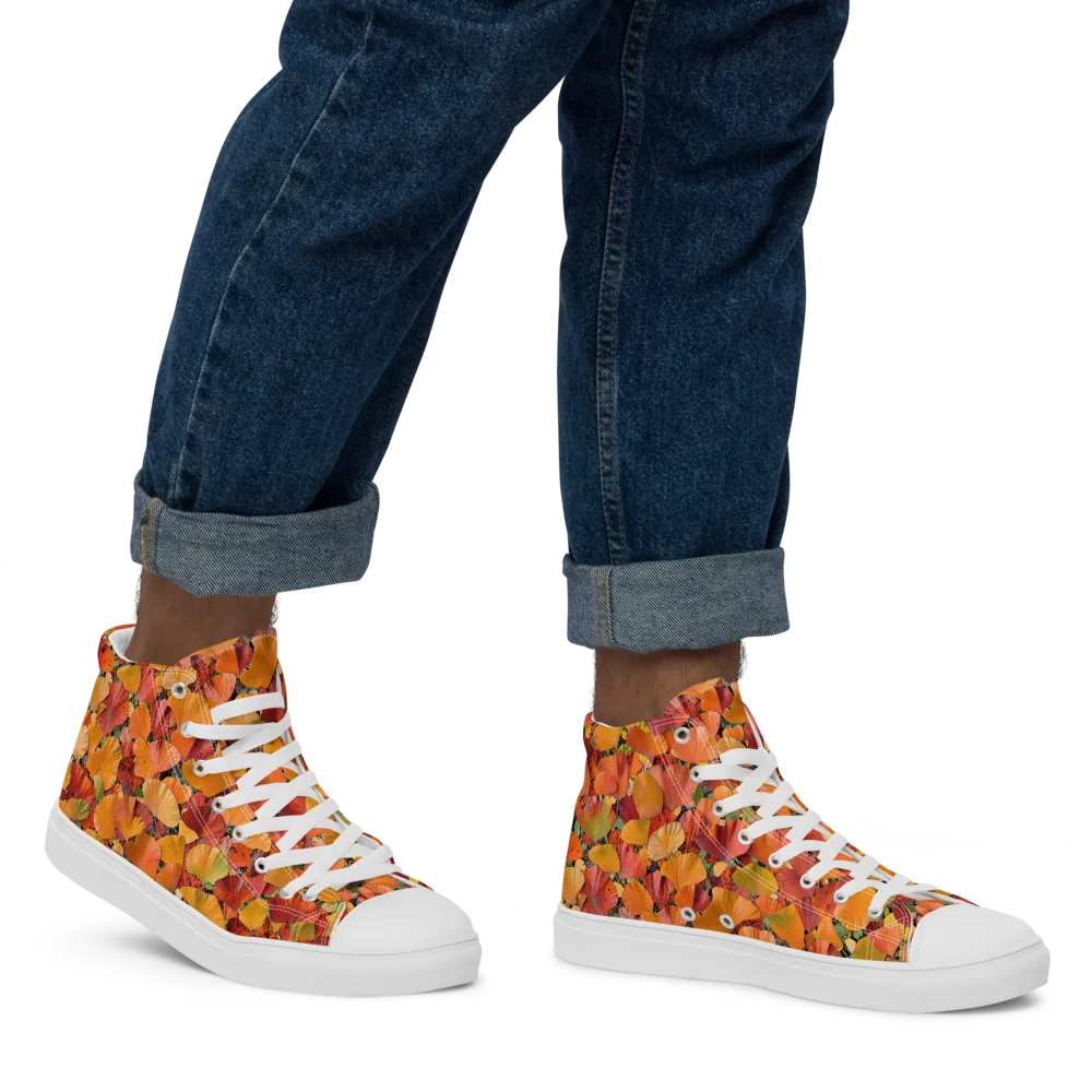 Autumn Fan Dance on Men's High Top Canvas Shoes — Right