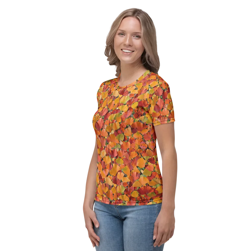 Autumn Fan Dance on Women's Crew Neck T-Shirt — Left