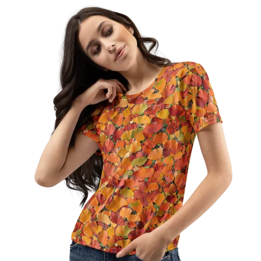 Autumn Fan Dance on a Women's Crew Neck T-Shirt