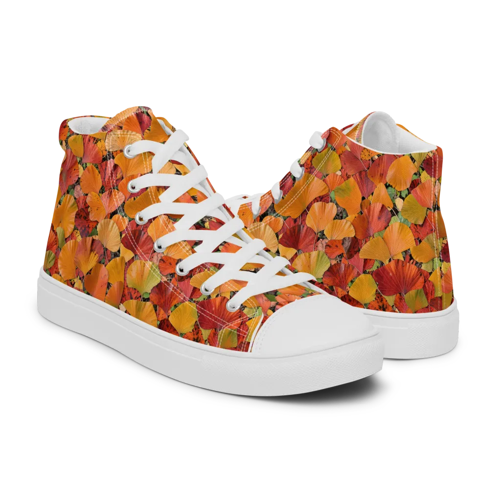 Autumn Fan Dance on Women's High Top Canvas Shoes — Right