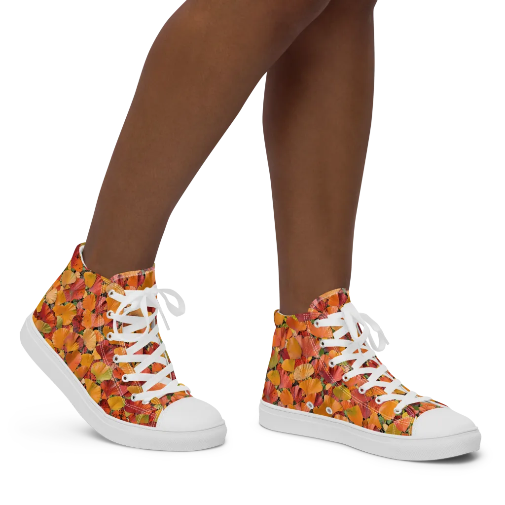 Autumn Fan Dance on Women's High Top Canvas Shoes — Right