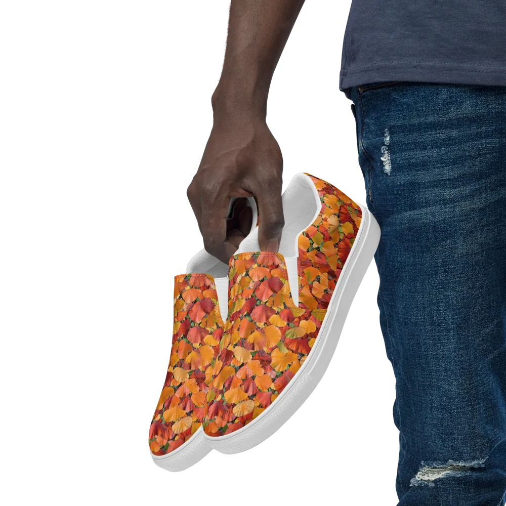 Autumn Fan Dance on Men's Slip-On Canvas Shoes — Left Front