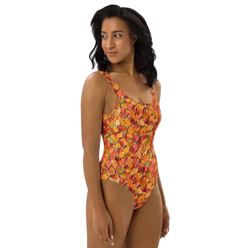 Autumn Fan Dance on One-Piece Swimsuit — Right
