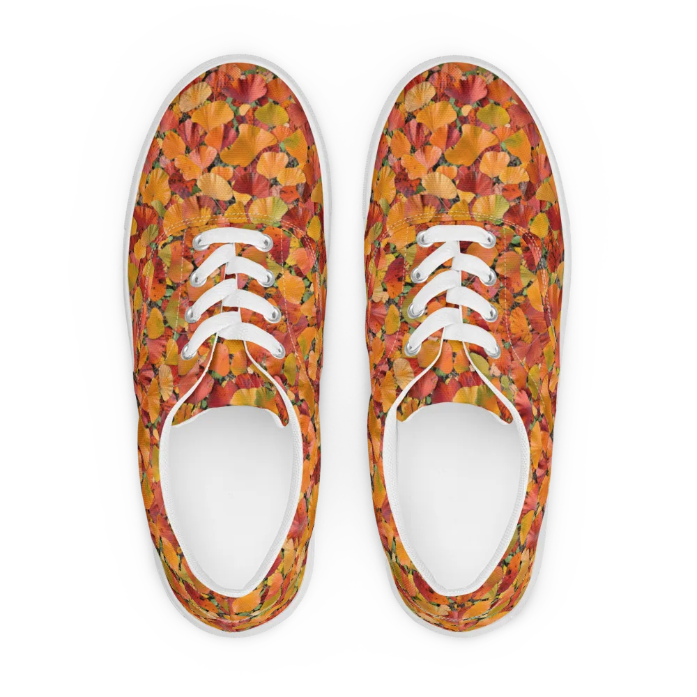 Autumn Fan Dance on Men's Lace-Up Canvas Shoes — Front