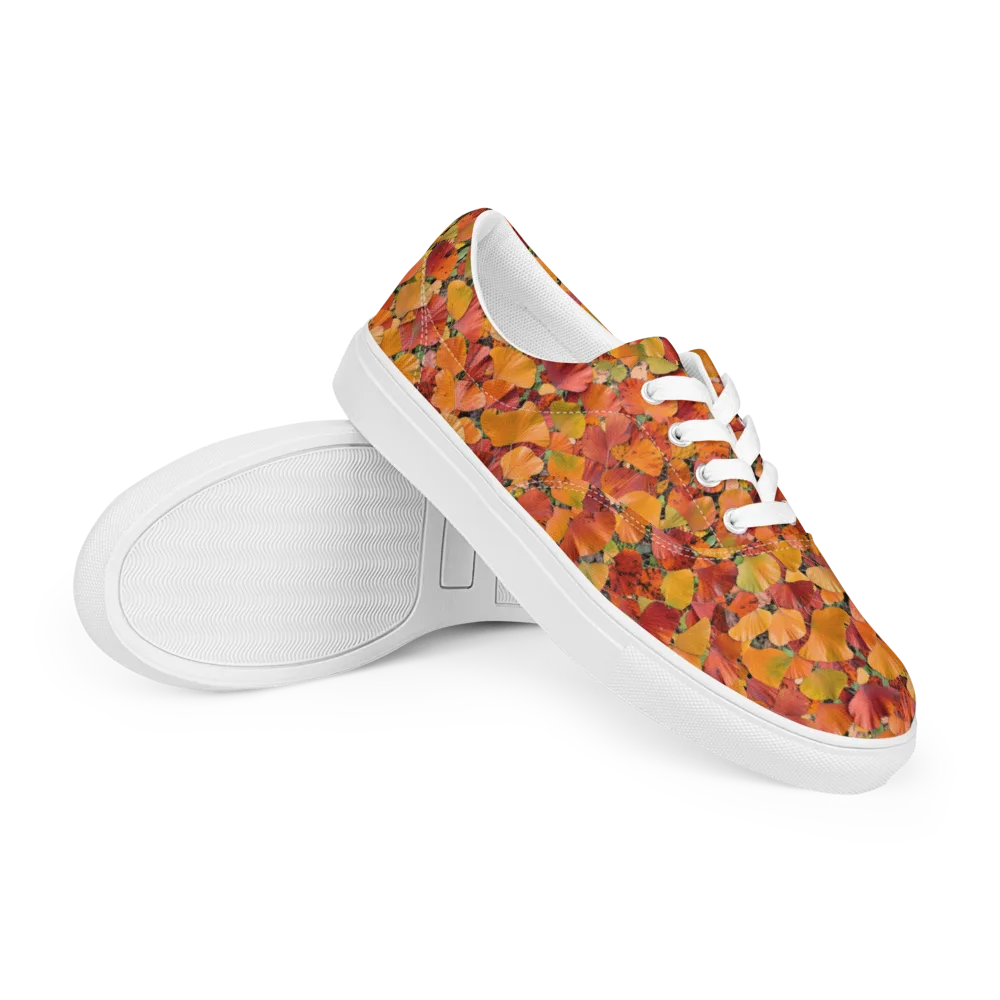 Autumn Fan Dance on Men's Lace-Up Canvas Shoes — Right Front