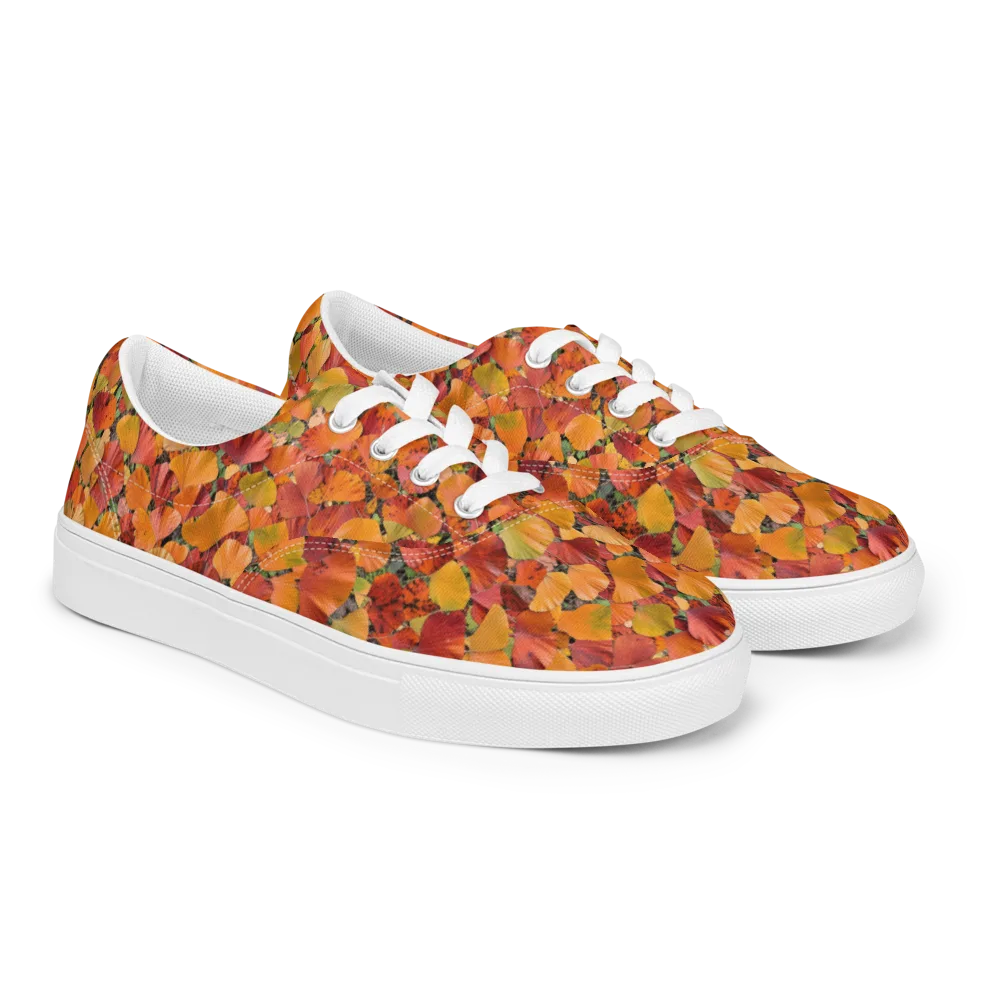 Autumn Fan Dance on Men's Lace-Up Canvas Shoes — Right Front