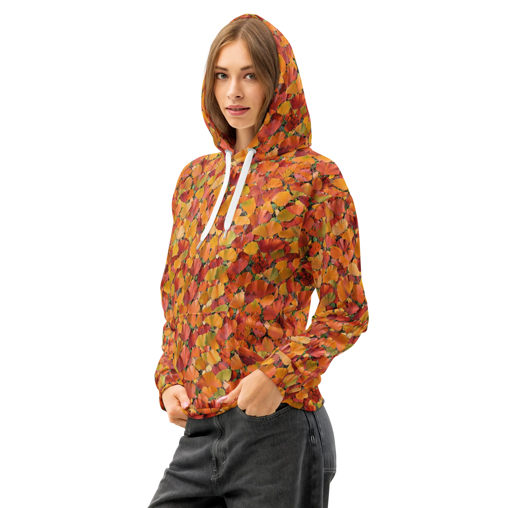 Autumn Fan Dance on Cotton Hoodie — Left Front