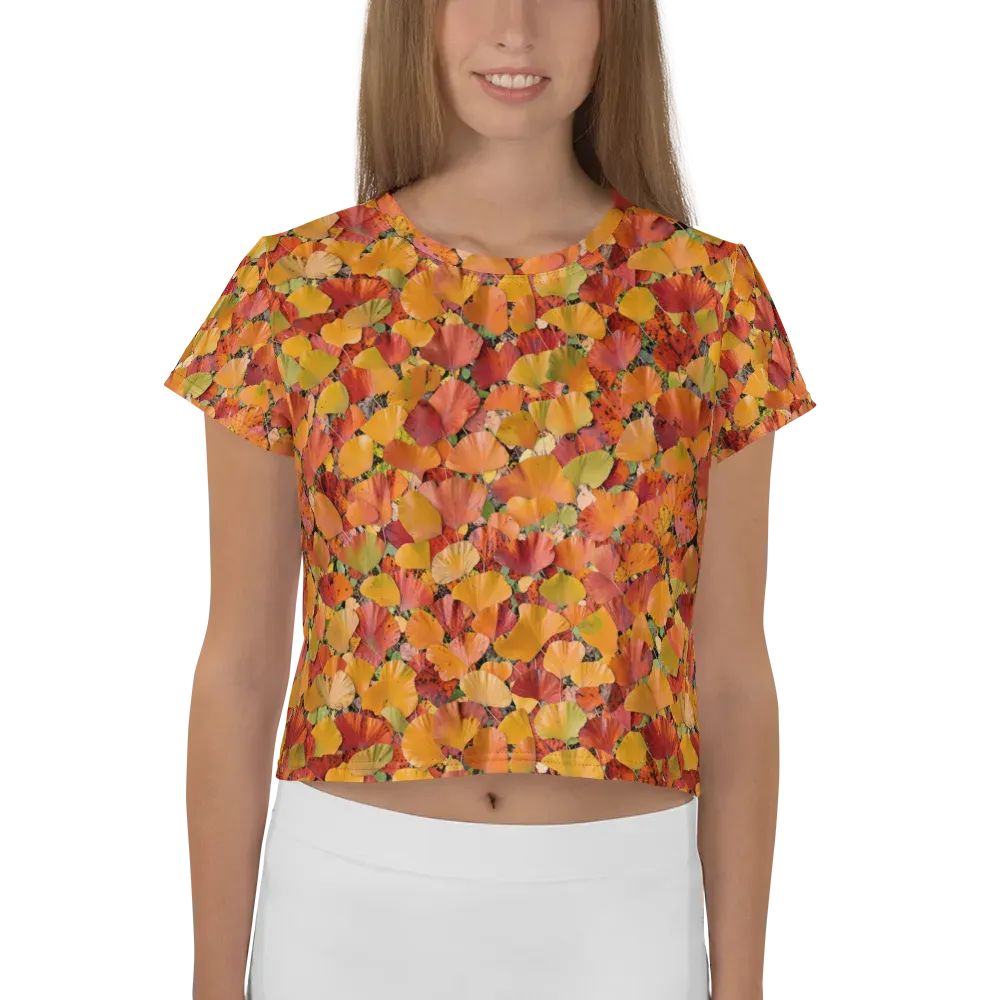 Autumn Fan Dance on Crop Tee — Front