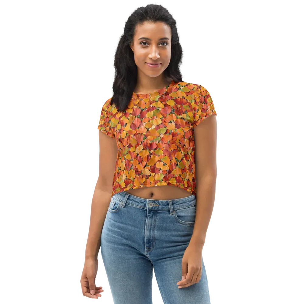 Autumn Fan Dance on Crop Tee — Front