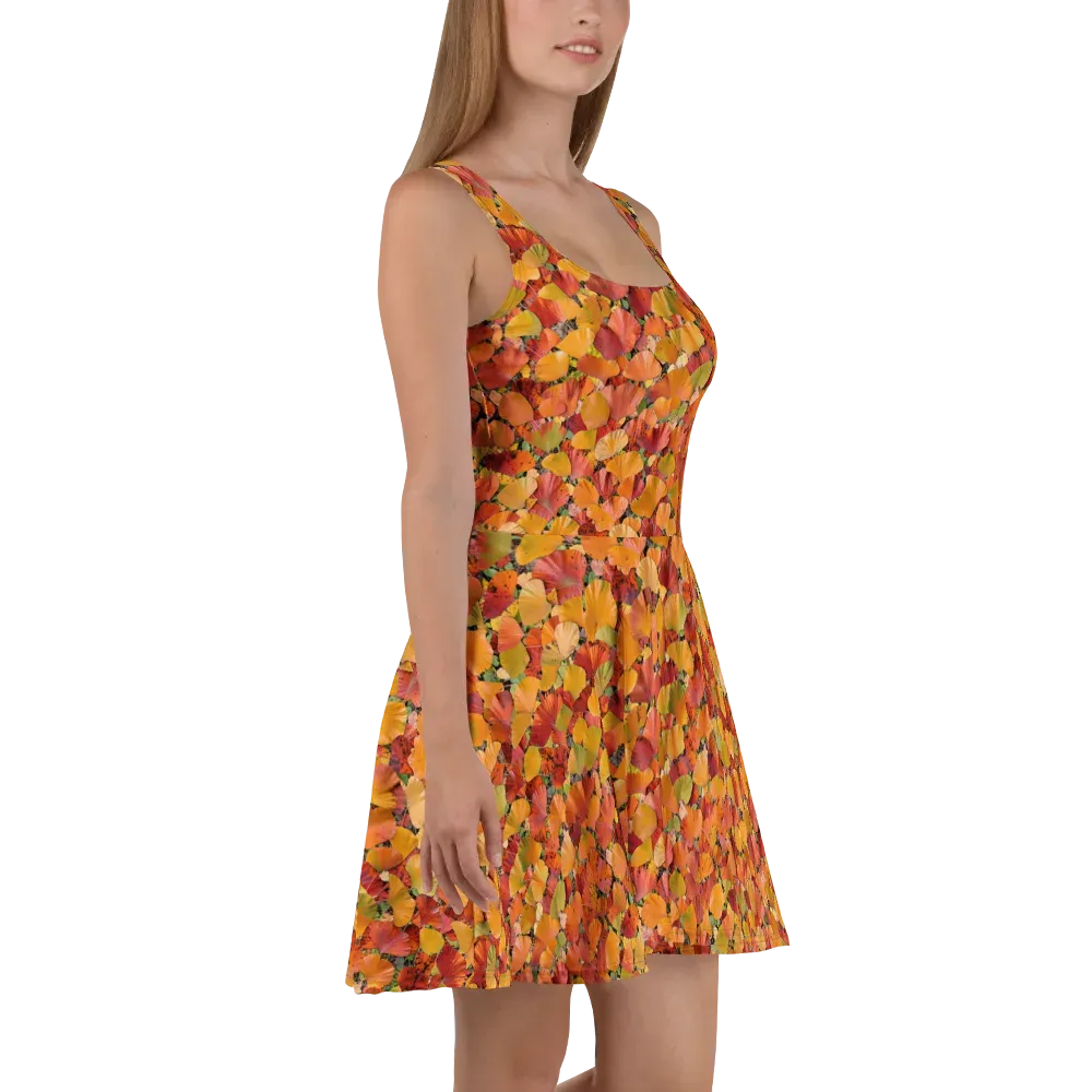 Autumn Fan Dance on Skater Dress — Right