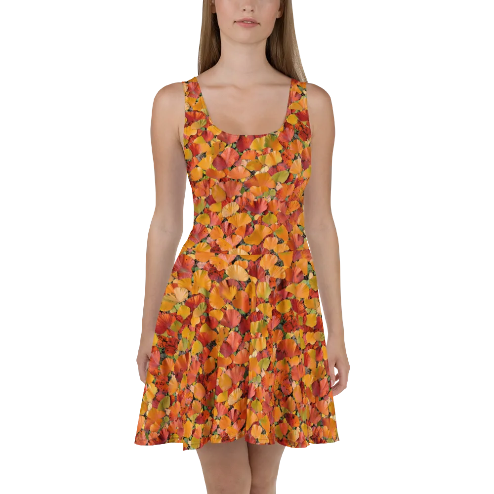 Autumn Fan Dance on Skater Dress — Front