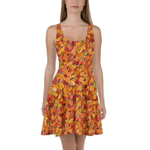 Autumn Fan Dance on a Skater Dress
