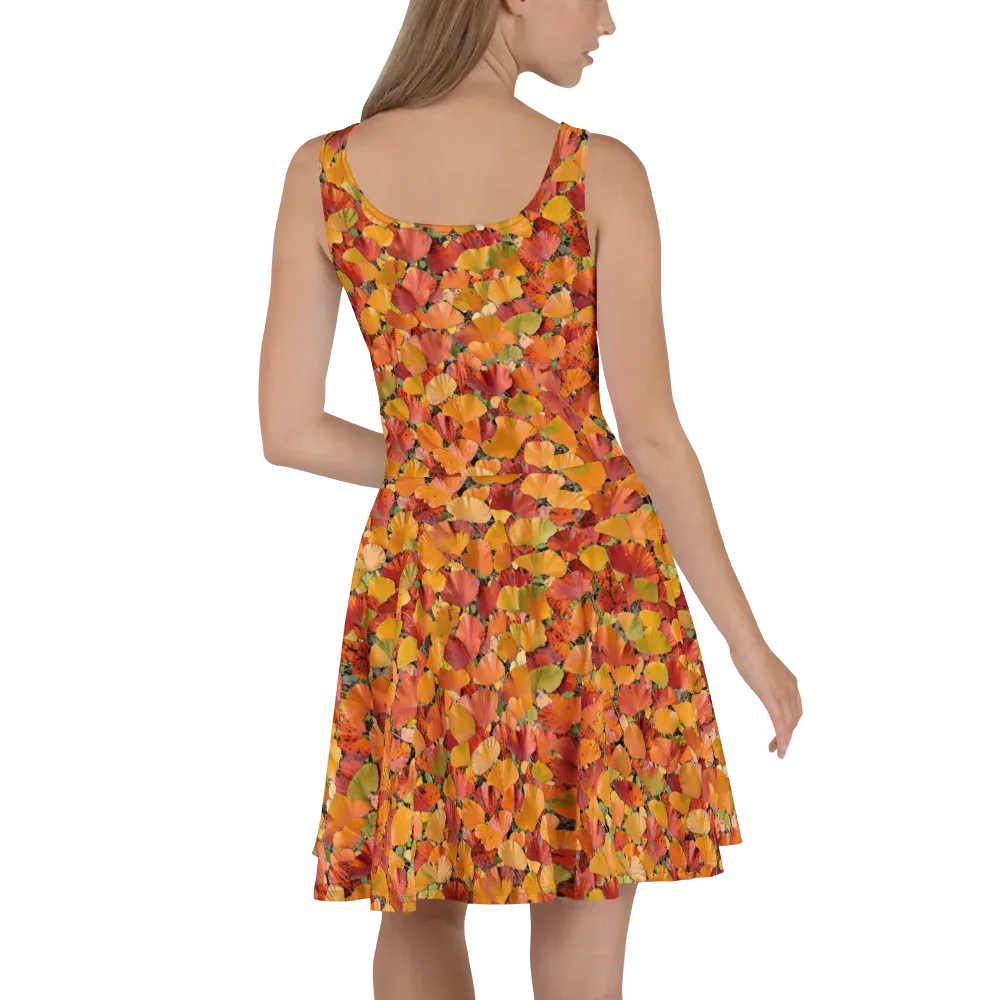 Autumn Fan Dance on Skater Dress — Back
