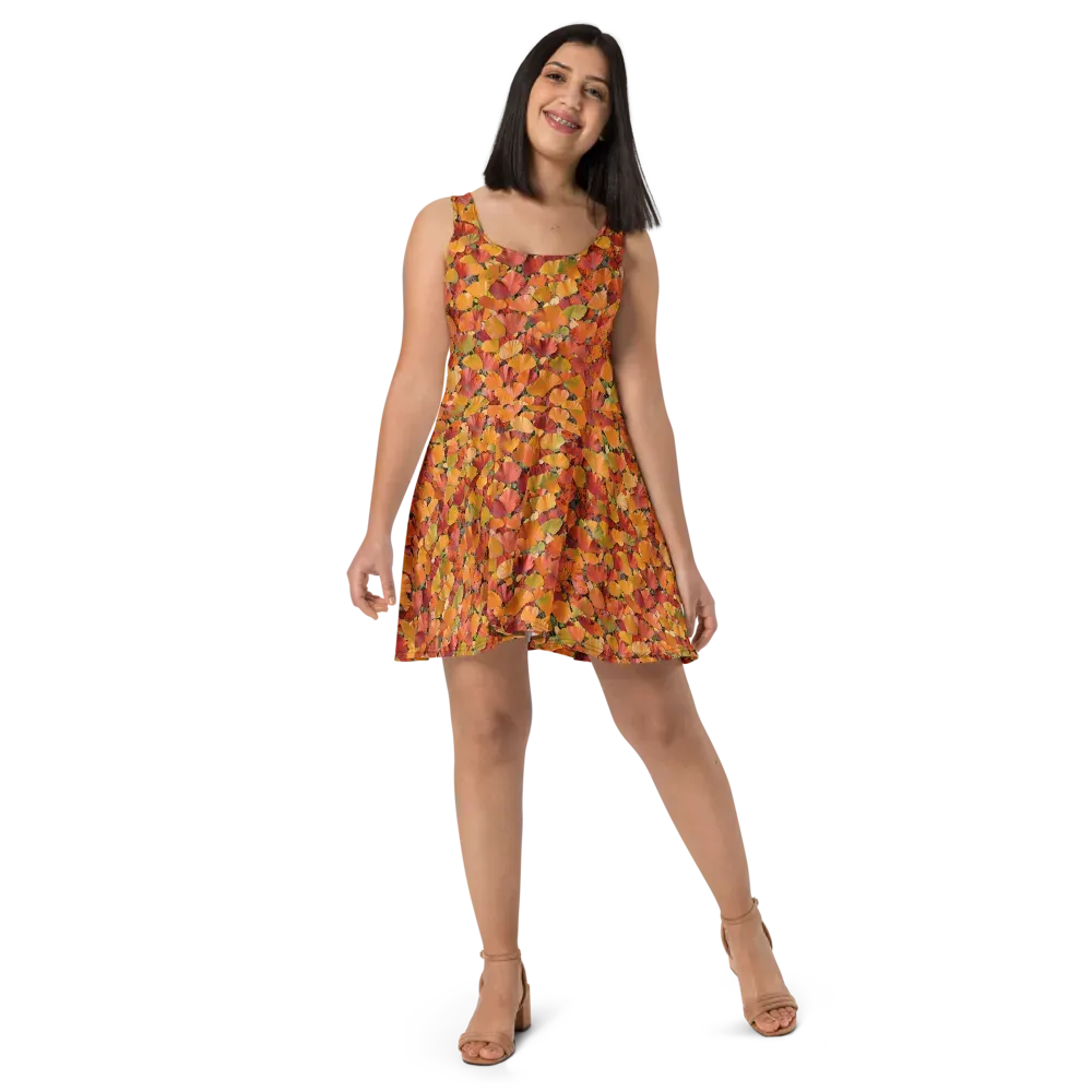 Autumn Fan Dance on Skater Dress — Front