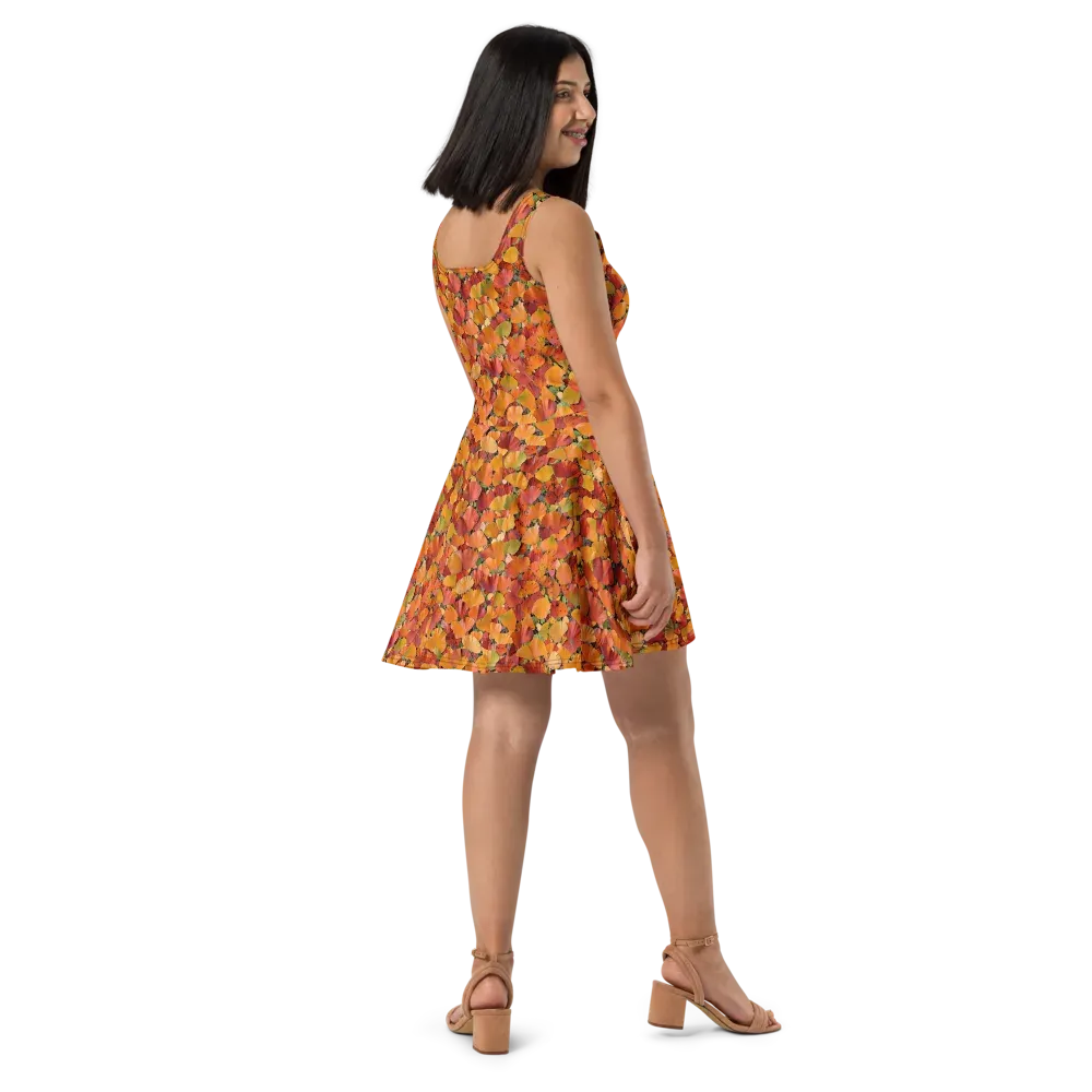 Autumn Fan Dance on Skater Dress — Right