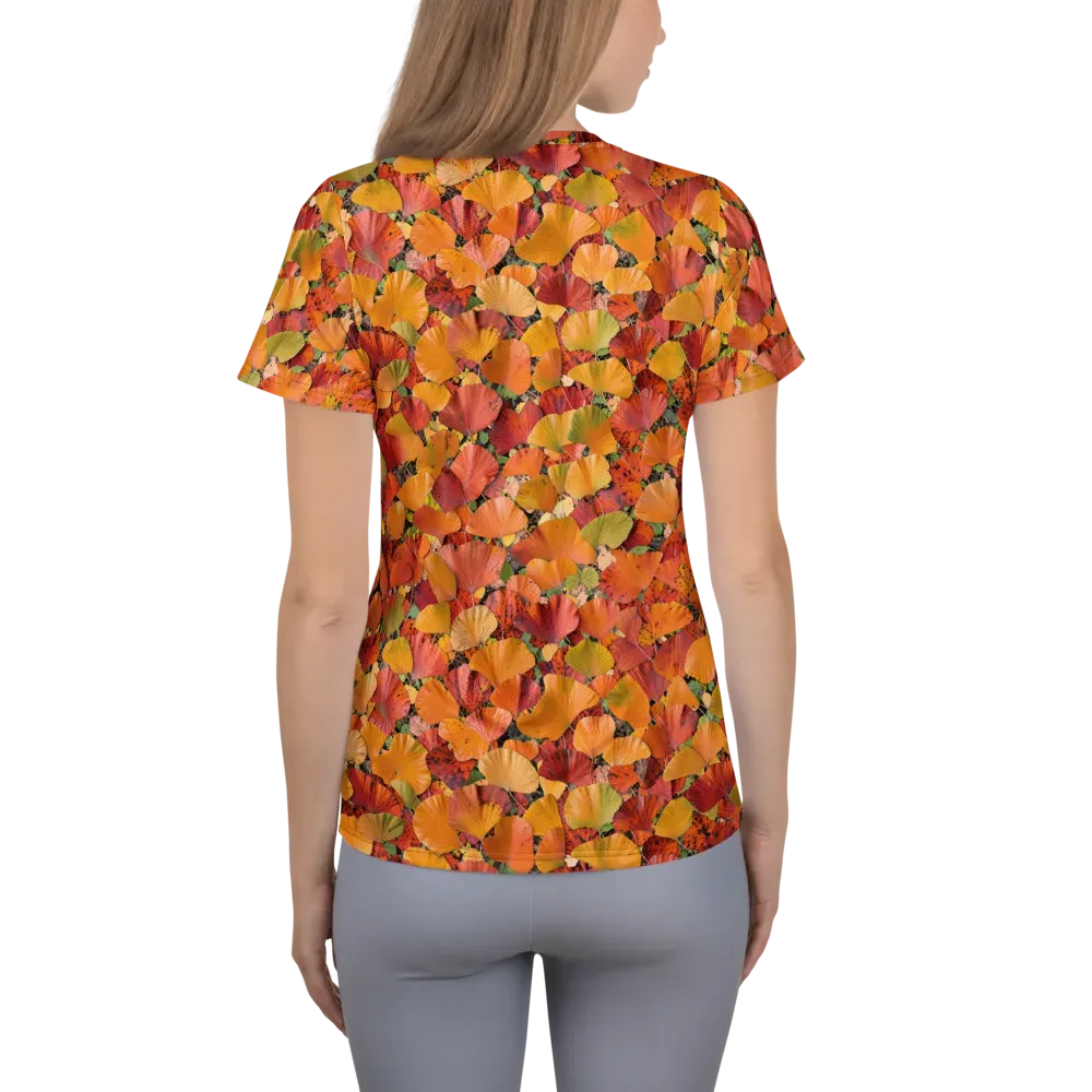 Autumn Fan Dance on Women's Athletic T-Shirt — Back