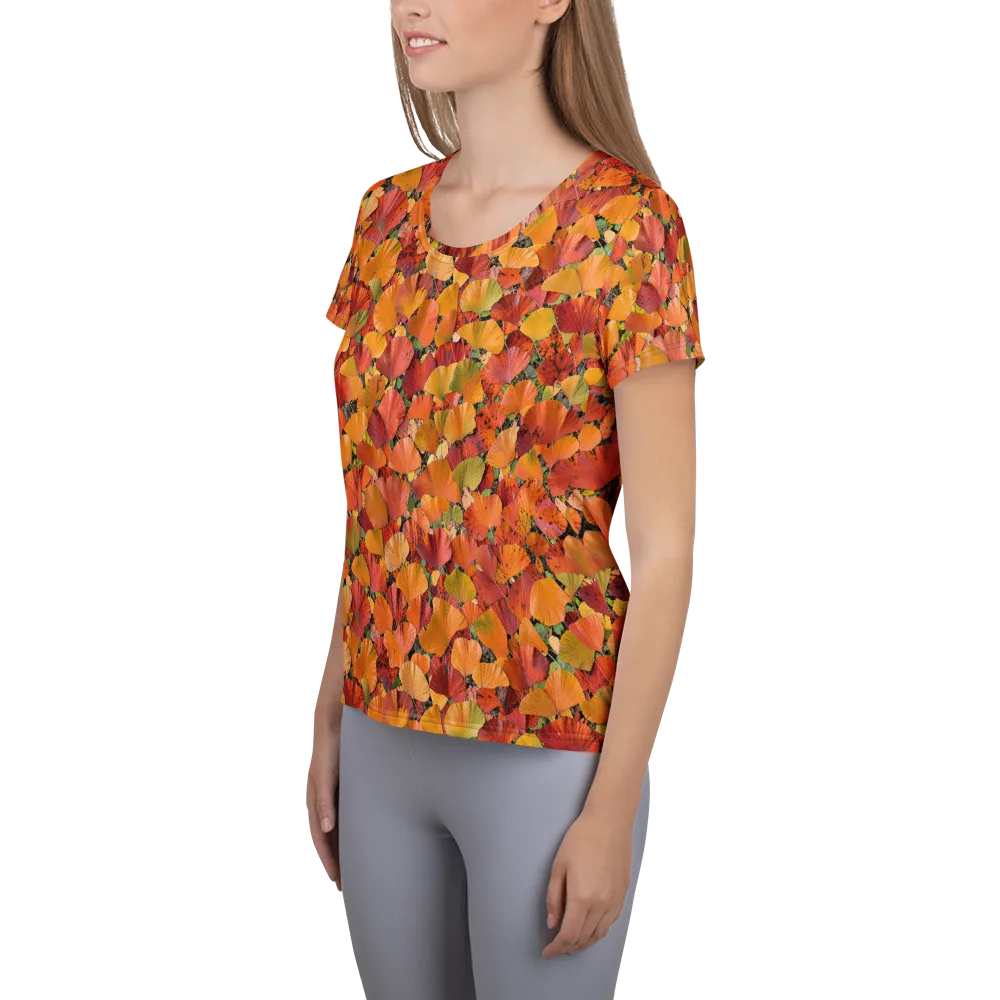 Autumn Fan Dance on Women's Athletic T-Shirt — Left