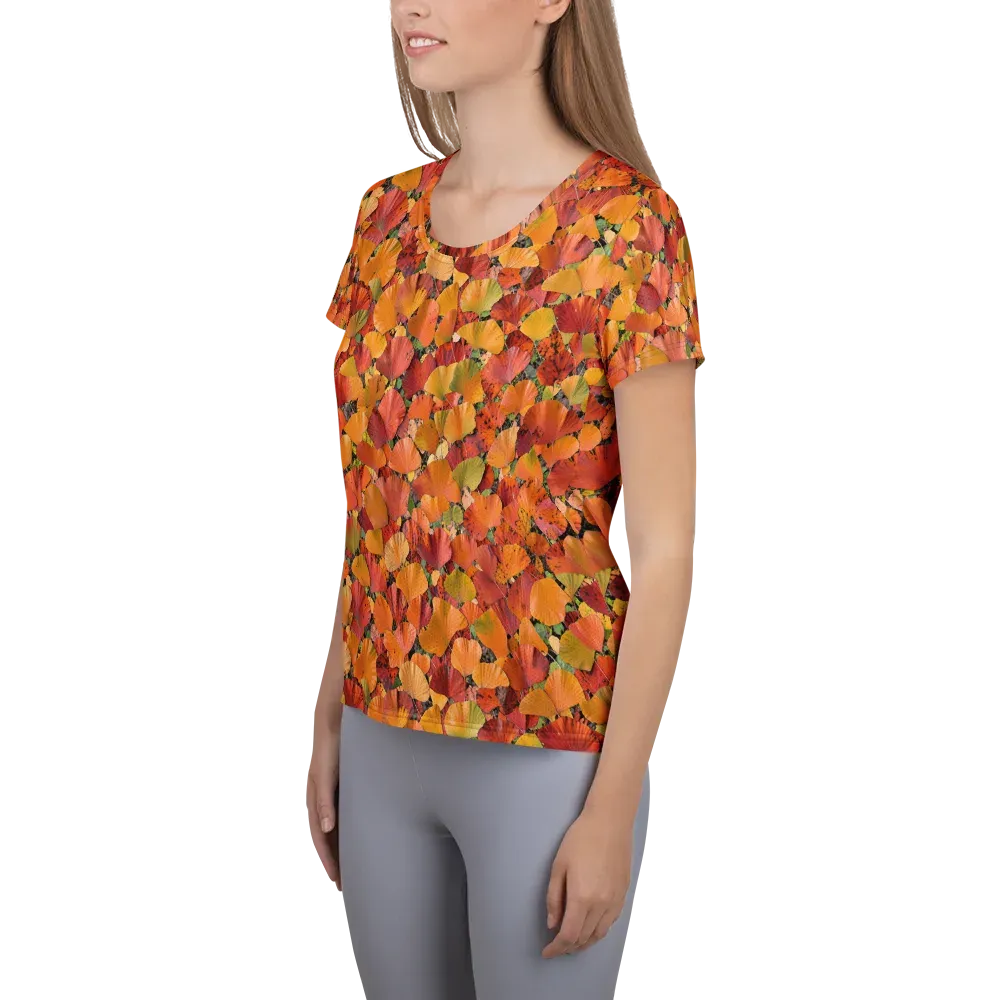 Autumn Fan Dance on Women's Athletic T-Shirt — Left
