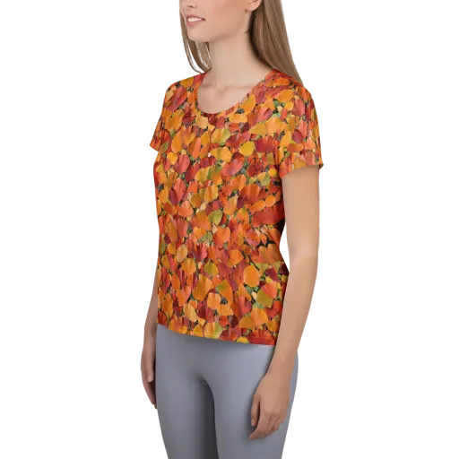 Autumn Fan Dance on a Women's Athletic T-Shirt
