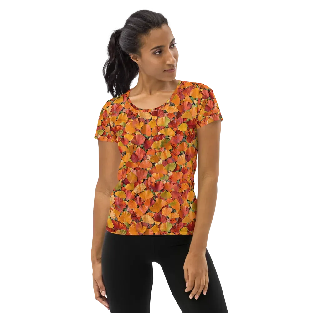 Autumn Fan Dance on Women's Athletic T-Shirt — Front