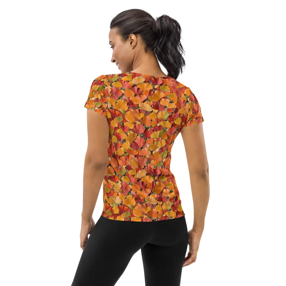Autumn Fan Dance on Women's Athletic T-Shirt — Back